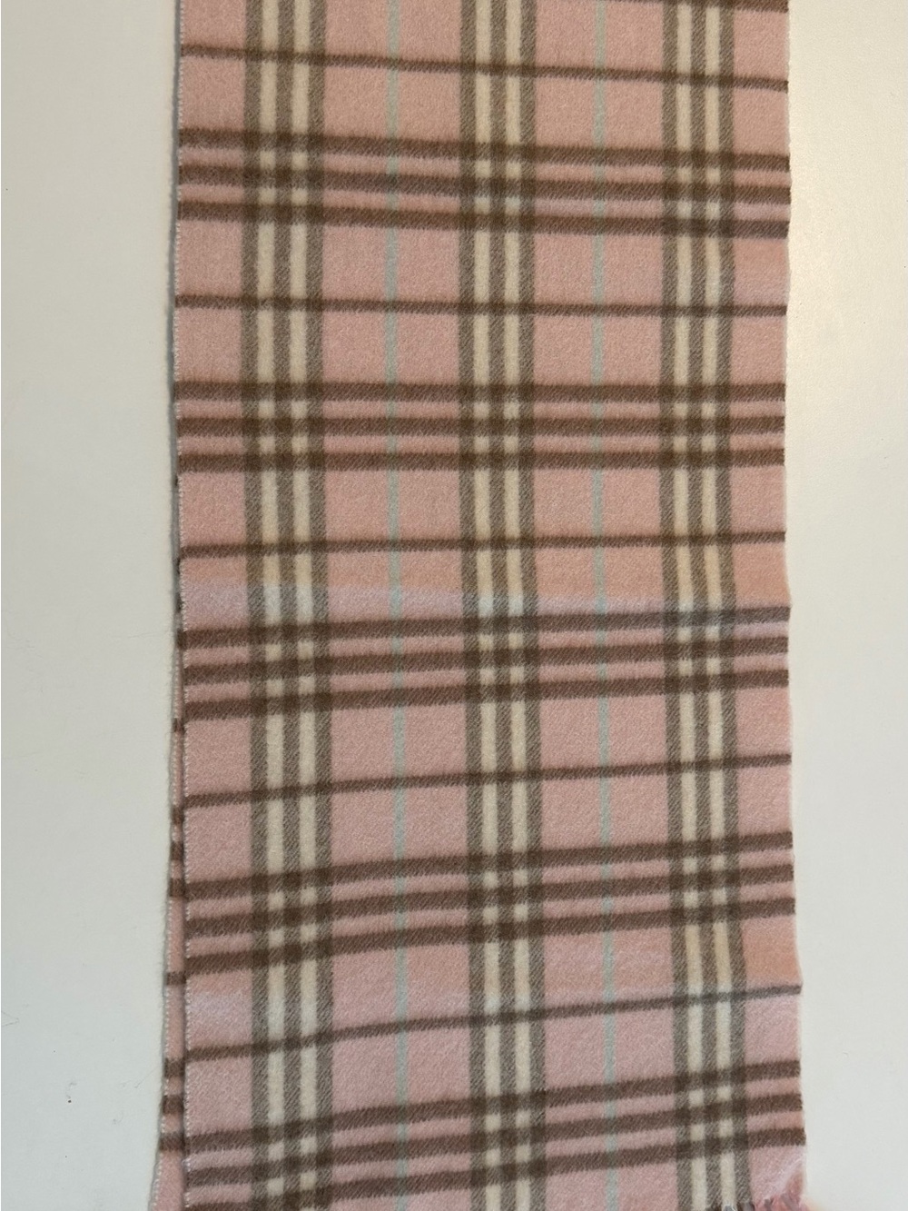 Burberry Vintage Pink Beige Classic Check Fringe Scarf - Picture 4 of 6